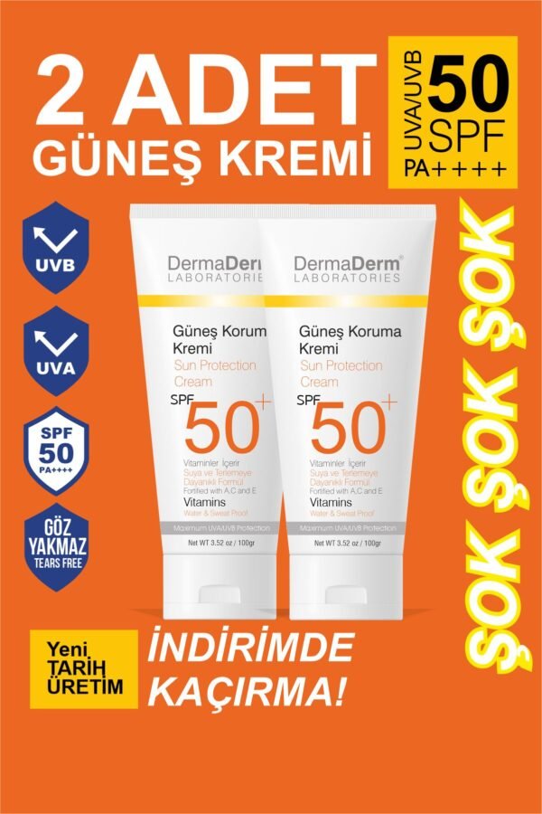 2 ADET Dermaderm Leke Karşıtı SPF 50+ PA++++ Güneş Kremi 100ml