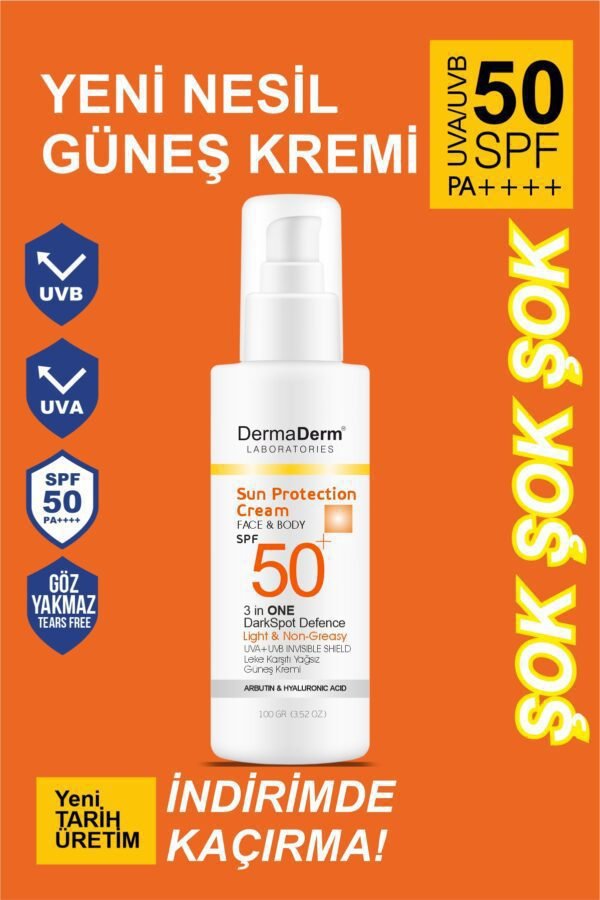 Dermaderm Yüz ve Vücut SPF50+ PA++++ Güneş Kremi 100ml NEW